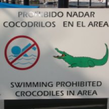 Sign posted on our dock at Ixtapa
